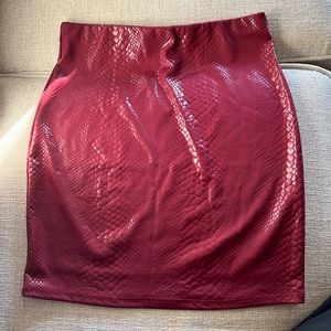 Red snakeskin mini skirt brand new with tags